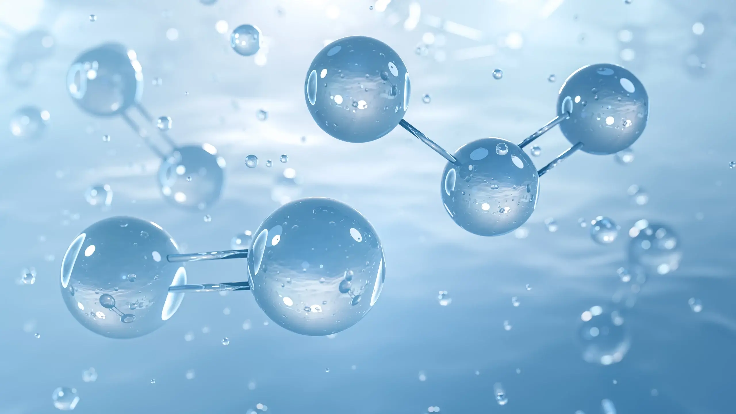 An illustration of ozone molecules dispersing underwater, symbolizing its role in water purification and sanitation, ensuring a clean and healthy aquatic environment.