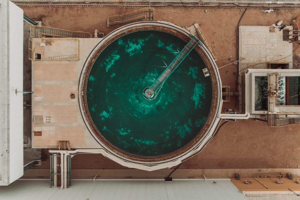 an above view of a water treatment plant