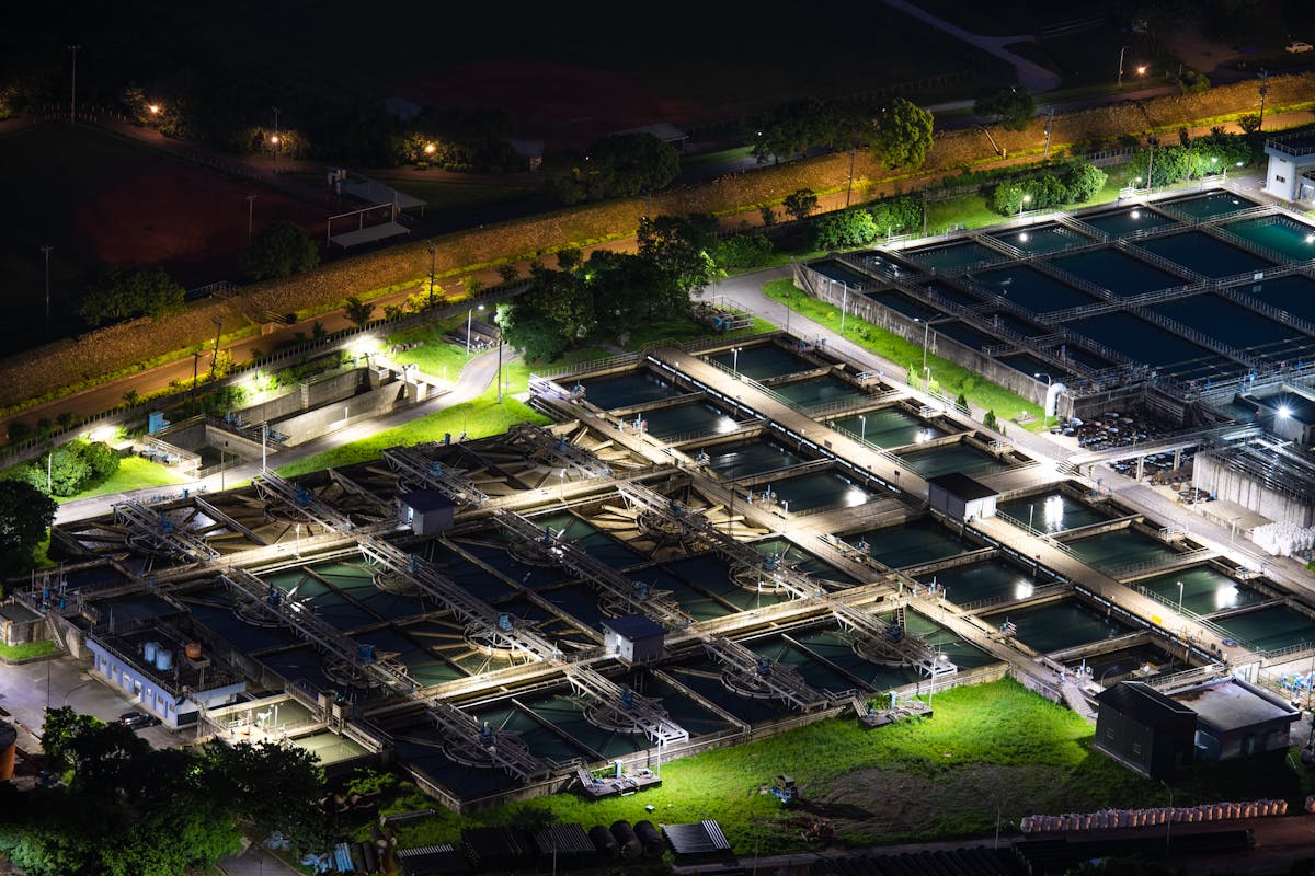 an above view of a water treatment facility